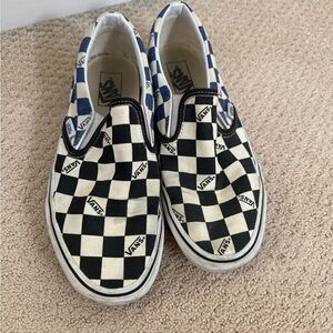 Vans Adult Slip-On Checkerboard Canvas Shoes - Black/White